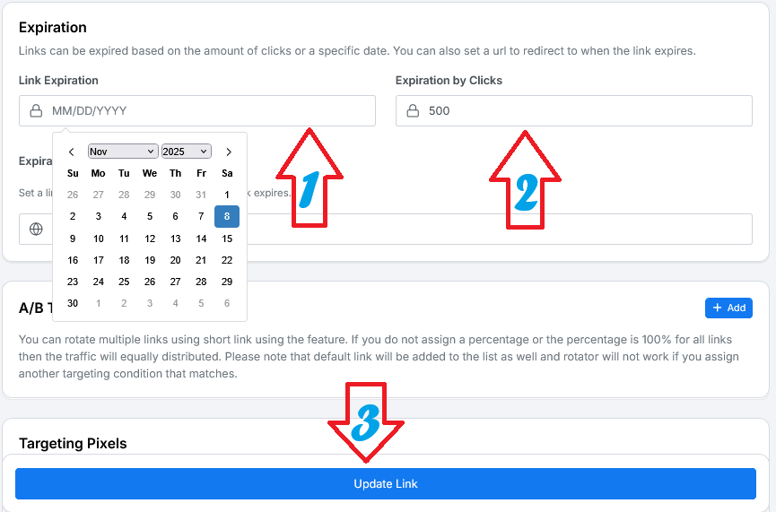 How to Schedule Links in CutX.me Step 3